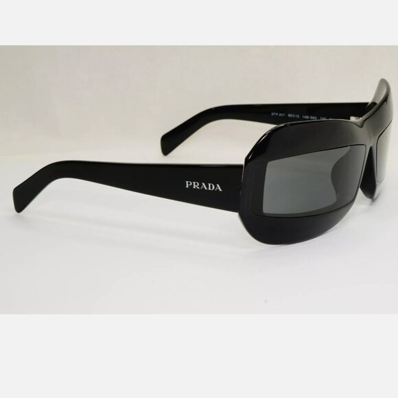 Ladies Prada Grey Italy Square Black Wrap Sunglasses - Picture 4 of 6